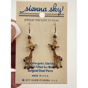 Sienna Sky Giraffe Hand Painted Pierced Earrings Made in Colorado